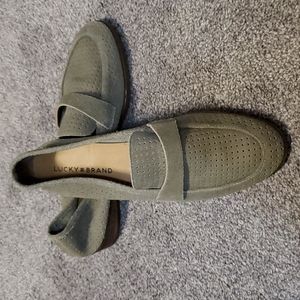 Grey suede loafers